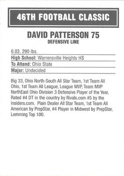 2003 Big 33 Ohio High School #NNO David Patterson Back