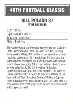 2003 Big 33 Ohio High School #NNO Bill Poland Back