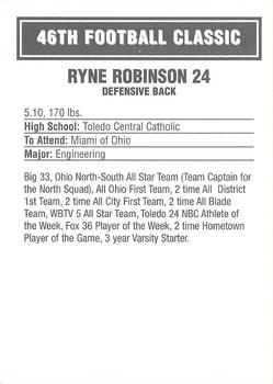 2003 Big 33 Ohio High School #NNO Ryne Robinson Back