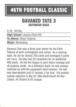 2003 Big 33 Ohio High School #NNO Davanzo Tate Back