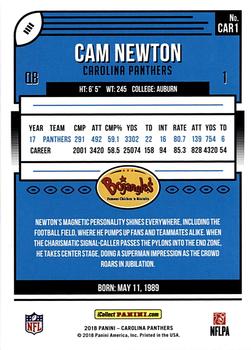 2018 Donruss Carolina Panthers #CAR1 Cam Newton Back