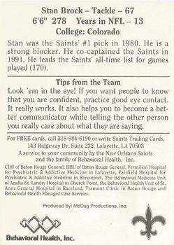1992 McDag New Orleans Saints #NNO Stan Brock Back