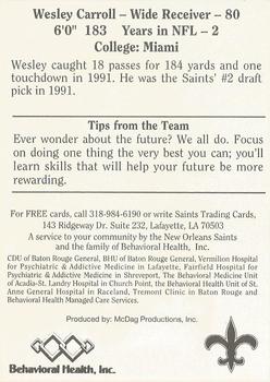 1992 McDag New Orleans Saints #NNO Wesley Carroll Back