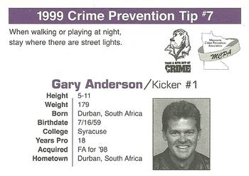 1999 Minnesota Vikings Police #7 Gary Anderson Back