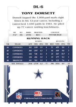 2006 Donruss Thanksgiving Classics Dallas Cowboys #DL-6 Tony Dorsett Back