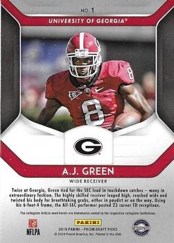 2019 Panini Prizm Draft Picks #1 A.J. Green Back