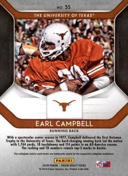 2019 Panini Prizm Draft Picks #35 Earl Campbell Back