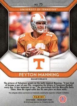 2019 Panini Prizm Draft Picks #73 Peyton Manning Back