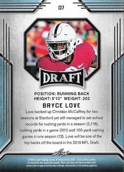 2019 Leaf Draft #07 Bryce Love Back