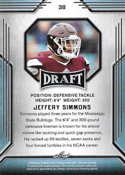 2019 Leaf Draft #38 Jeffery Simmons Back