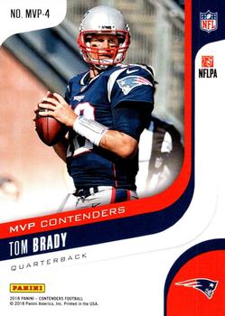 2018 Panini Contenders - MVP Contenders #MVP-4 Tom Brady Back