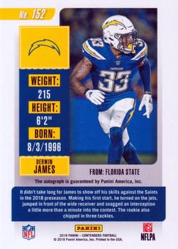 2018 Panini Contenders - Rookie Championship Ticket #152 Derwin James Back