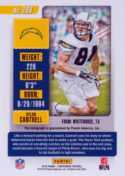 2018 Panini Contenders - Rookie Championship Ticket #188 Dylan Cantrell Back
