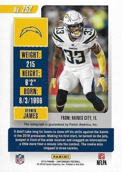 2018 Panini Contenders - Rookie Championship Ticket/Rookie Championship Ticket Variation #252 Derwin James Back