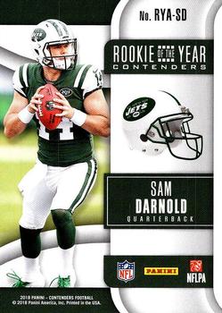 2018 Panini Contenders - Rookie of the Year Contenders #RYA-SD Sam Darnold Back