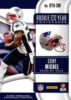 2018 Panini Contenders - Rookie of the Year Contenders #RYA-SM Sony Michel Back