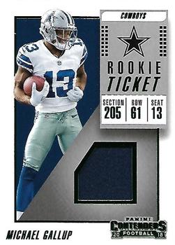 2018 Panini Contenders - Rookie Ticket Swatches #RTS-26 Michael Gallup Front