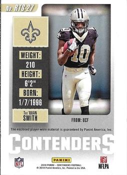 2018 Panini Contenders - Rookie Ticket Swatches #RTS-27 Tre'Quan Smith Back