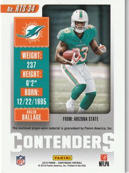 2018 Panini Contenders - Rookie Ticket Swatches #RTS-34 Kalen Ballage Back