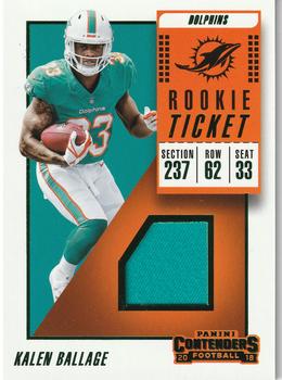 2018 Panini Contenders - Rookie Ticket Swatches #RTS-34 Kalen Ballage Front