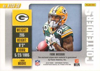 2018 Panini Contenders - Rookie Ticket Swatches Variation #RTSV-36 J'Mon Moore Back