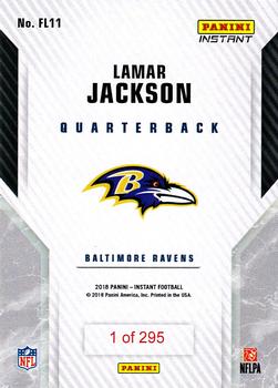 2018 Panini Instant NFL - Rookie Premiere First Look #FL11 Lamar Jackson Back