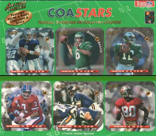 1994 Action Packed CoaStars - Panels #NNO Troy Aikman / Bubby Brister / Randall Cunningham / John Elway / Warren Moon /  Jerry Rice Front