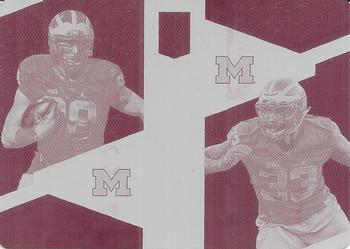 2017 Donruss Elite - Plates and Patches Elite College Ties Printing Plates Magenta #11 Jake Butt / Taco Charlton Front