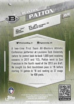 2019 Topps AAF #4 Quinton Patton Back