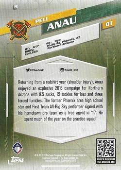 2019 Topps AAF #9 Peli Anau Back