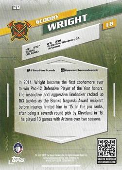 2019 Topps AAF #28 Scooby Wright Back