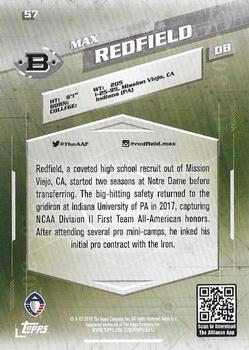 2019 Topps AAF #57 Max Redfield Back