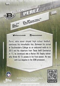 2019 Topps AAF #85 Luis Perez Back