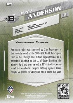 2019 Topps AAF #127 Busta Anderson Back