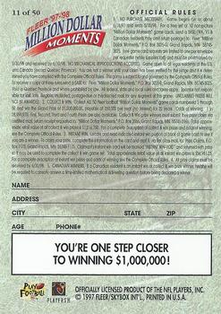 1997 Fleer - Million Dollar Moments Blank Front #11 Game Card 11 of 50 Back