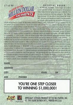 1997 Fleer - Million Dollar Moments Blank Front #17 Game Card 17 of 50 Back