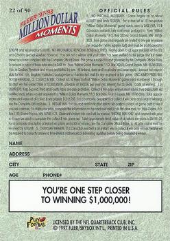 1997 Fleer - Million Dollar Moments Blank Front #22 Game Card 22 of 50 Back