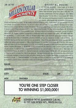 1997 Fleer - Million Dollar Moments Blank Front #28 Game Card 28 of 50 Back