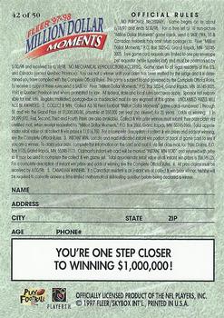 1997 Fleer - Million Dollar Moments Blank Front #42 Game Card 42 of 50 Back