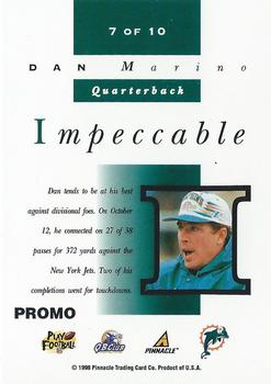 1998 Pinnacle Mint - Impeccable Promos #7 Dan Marino Back