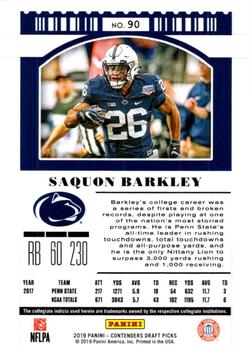 2019 Panini Contenders Draft Picks Collegiate #90 Saquon Barkley Back