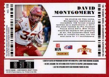 2019 Panini Contenders Draft Picks Collegiate #118 David Montgomery Back