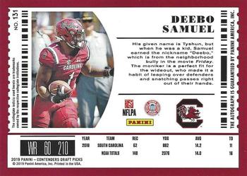2019 Panini Contenders Draft Picks Collegiate #131 Deebo Samuel Back