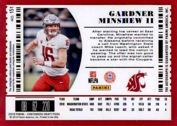 2019 Panini Contenders Draft Picks Collegiate #151 Gardner Minshew II Back