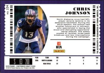 2019 Panini Contenders Draft Picks Collegiate #234 Chris Johnson Back