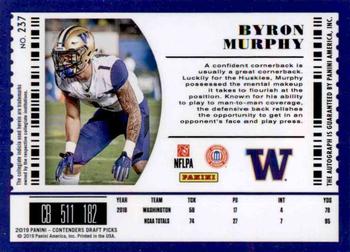 2019 Panini Contenders Draft Picks Collegiate #237 Byron Murphy Back