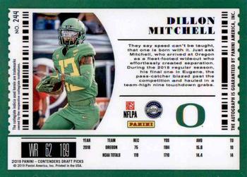2019 Panini Contenders Draft Picks Collegiate #244 Dillon Mitchell Back