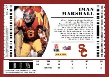 2019 Panini Contenders Draft Picks Collegiate #247 Iman Marshall Back