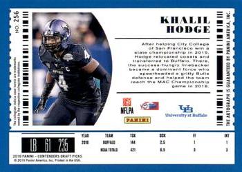 2019 Panini Contenders Draft Picks Collegiate #256 Khalil Hodge Back