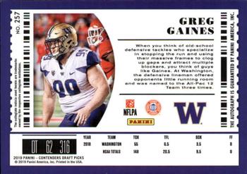 2019 Panini Contenders Draft Picks Collegiate #257 Greg Gaines Back